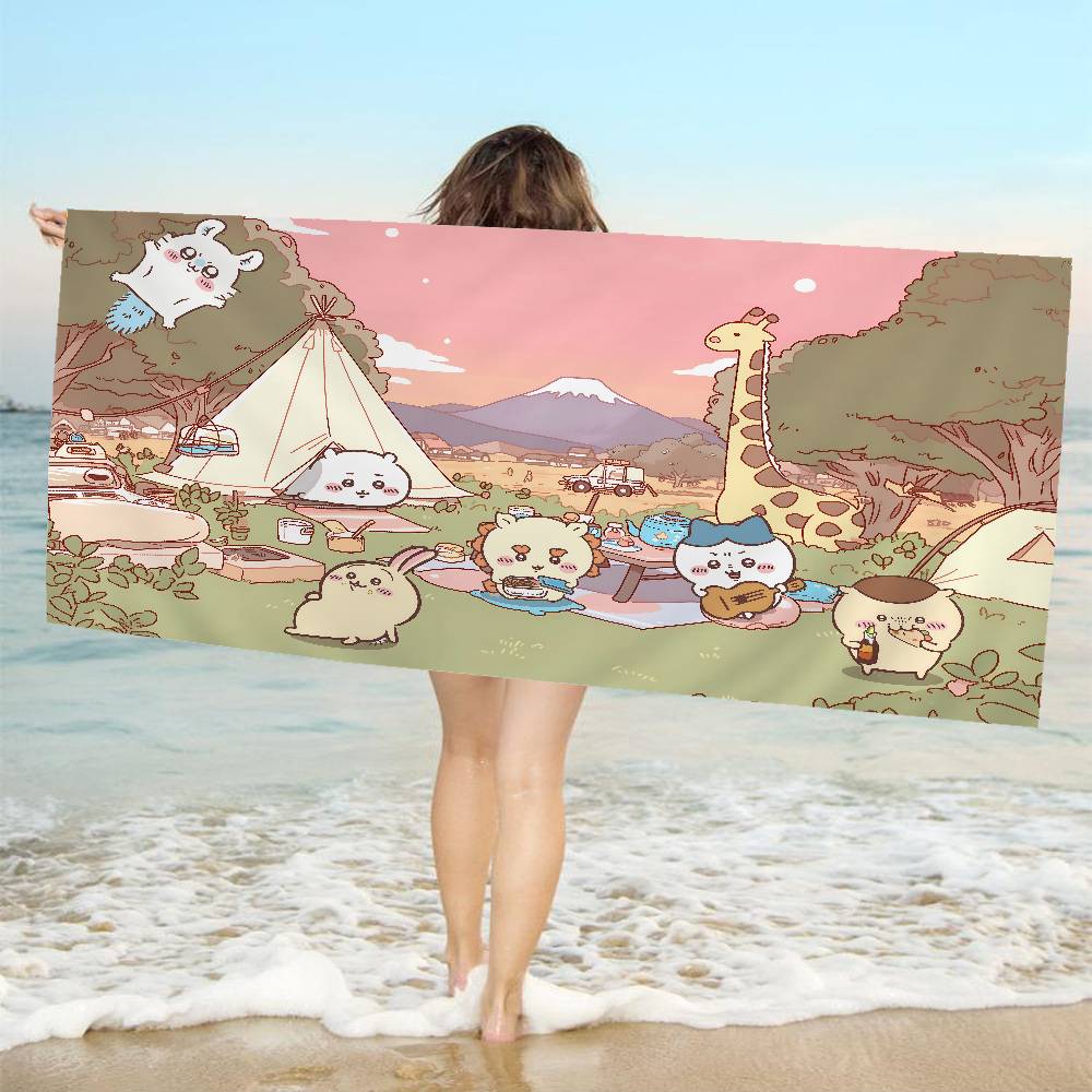 Cute Cartoon C-ChiikawaS Anime Beach Swimming Towel Soft Absorbent Washcloth Children's Gifts for Kids Travel Camping Gym