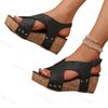 Fashion Women's Sandals 2025 Summer New Wedges Fashion Peep Toe Sandals Women Buckle Strap Platform Rivet High Heels Sandalias De Mujer