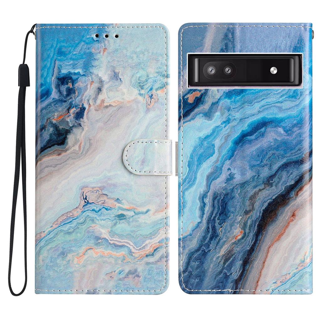 For Google Pixel 9a Wallet Case PU Leather Pattern Printing Stand Phone Cover with Strap
