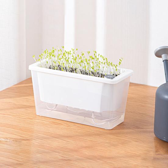 Self Watering Planter Plastic Flowerpot with Reservoir Easy Refill Plant Pot with Wick Ropes for Succulents Scallions Balcony Windowsill Gardening