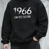 2026 New Family Matching Unisex Oversized Hoodie 1966 Limited Edition Vintage Distressed Chest Print Gray Hooded Sweatshirt