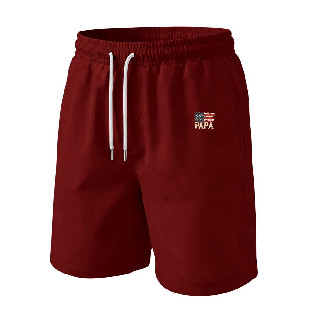 Men's Father's Day & Independence Day Flag Printed Casual Drawstring Waist Shorts