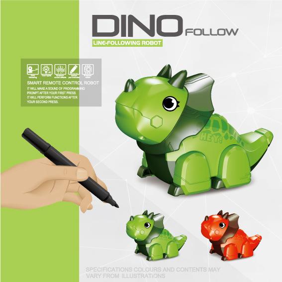Cute Line-Tracking Dinosaur Toy Early Education Sensor Follow Music Dinosaur Car for Kids