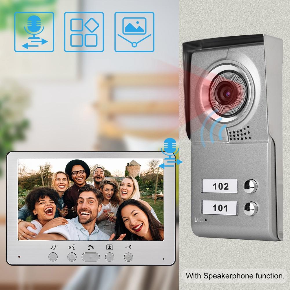 7inch Apartment 2 Units Wired Video Door Phone Visual Entry Intercom System110