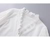 Nanyou Women's Romantic French Lace Collar Bell Sleeve Top - Anti-Wrinkle, Elegant Spring Shirt