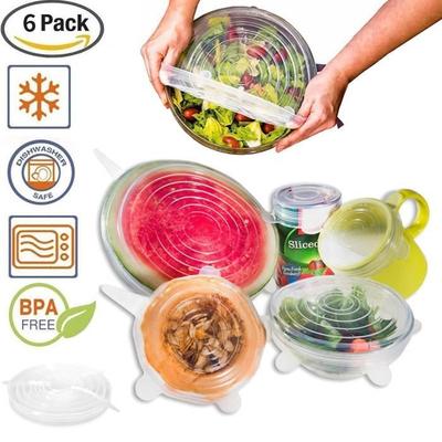 Silicone Lids for Bowls Cups Lid Food Set of 6 Stretch Lid Food Saver Wrap_CF * 2607
