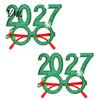 Colorful Festive Glasses for Parties 2 Pcs 2027 New Year Eyeglasses, Plastic Glitter Number Glass Frame, Happy Party Decorations Shiny Unisex Headband