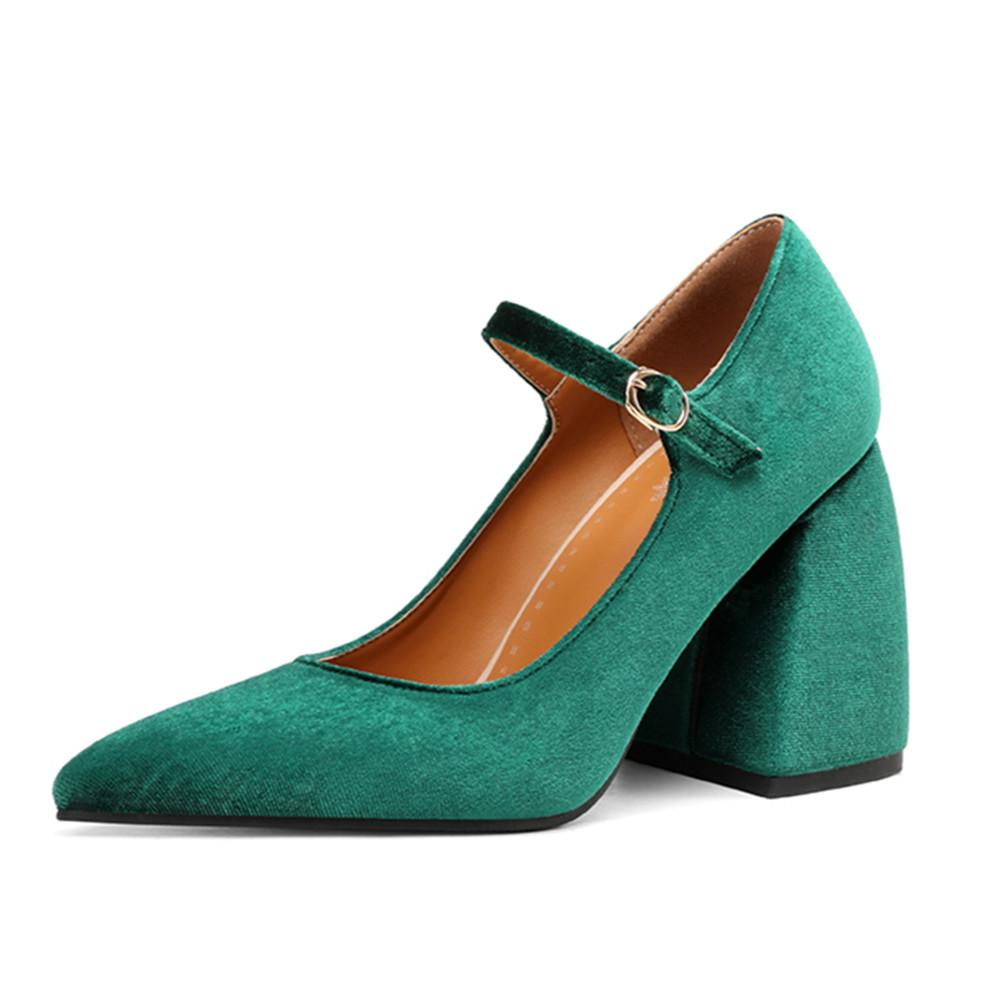 Fashion Women's Mary Janes Shoes 2025 New High Heels Pumps Female Elegant Green Red Party Dance Wedding Shoes Large Size Footwear