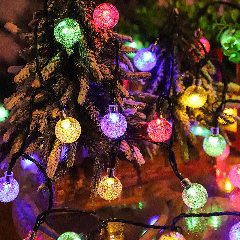 Solar-Powered Crystal Ball LED String Lights for Outdoor Camping and Tents