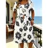 Plus Size Women's Dress 3D Floral Short Sleeve Round Neck Summer Casual Vacation Dress
