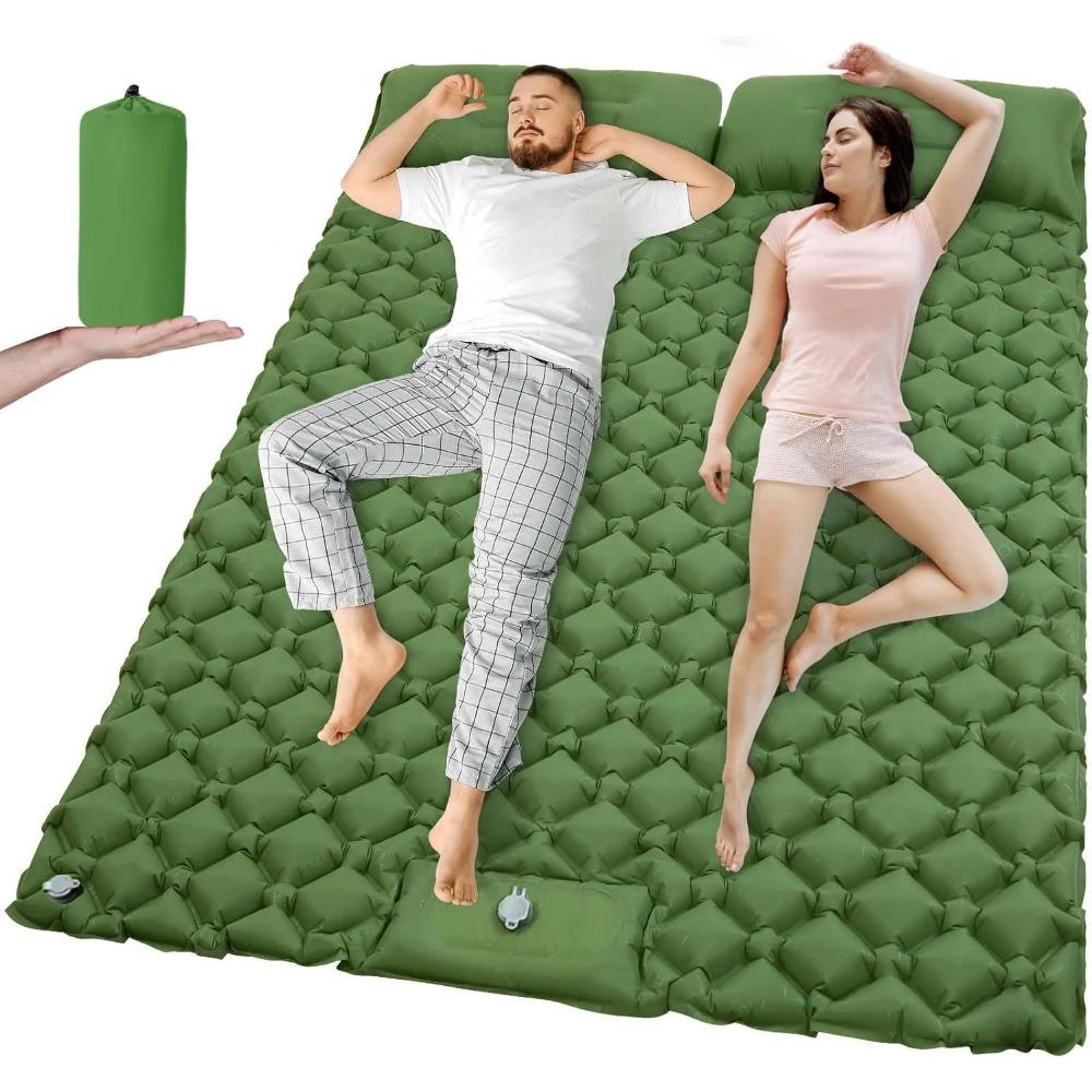Outdoor Camping Double Inflatable Mattress Extra Wide Sleeping Pad Ultralight Folding Bed Sleeping Mat Car Travel Mat