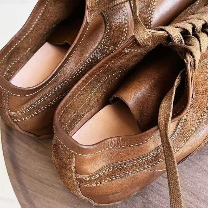 Femmes Cuir Allemand Trainers 2025 New Casual Jogging Sneakers Board Shoes Lace Up Flat Trainers Women's Outdoor Walking Shoes