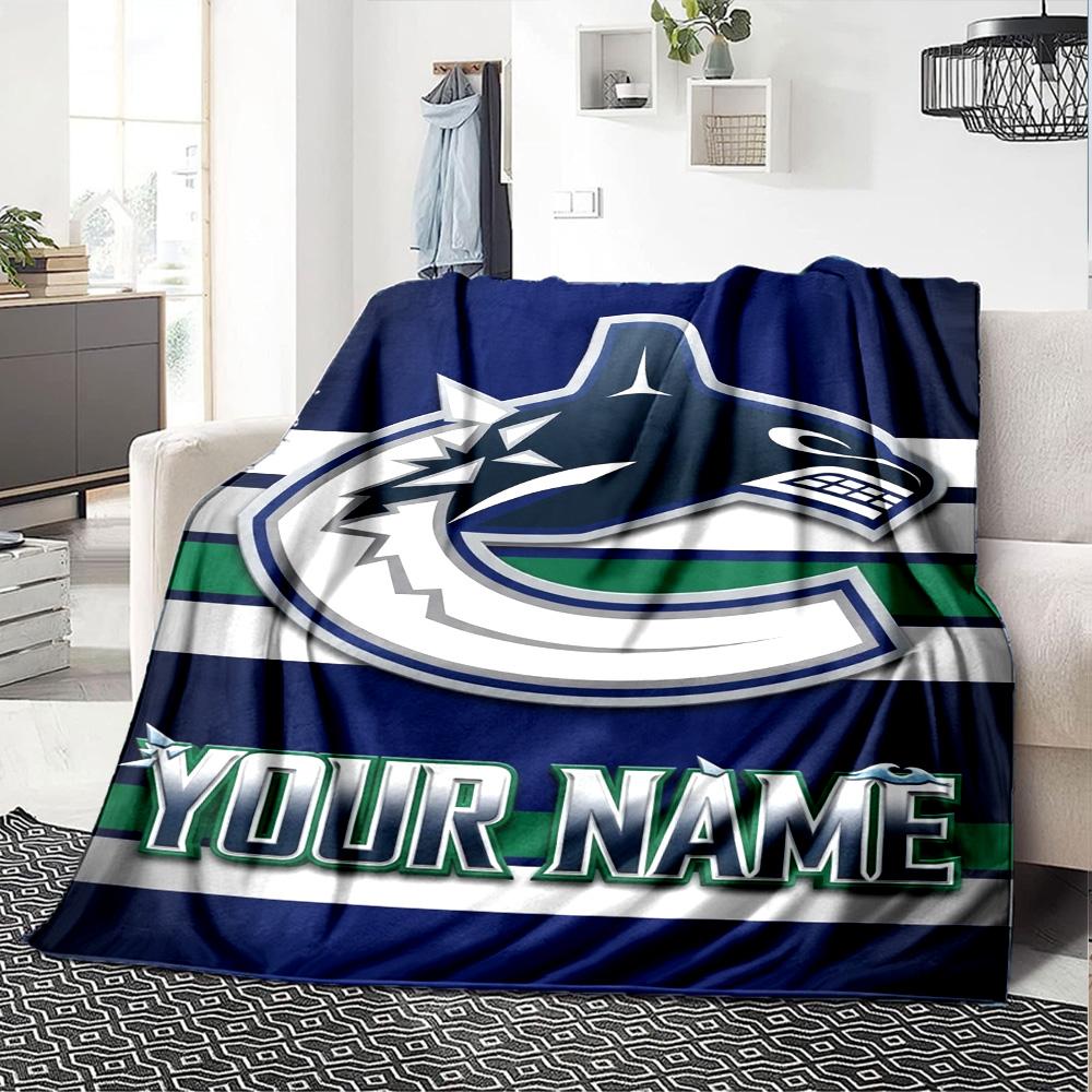 Name Custom Vancouver Canucks Print Flannel Blanket High Quality Warm Comfortable Cover for All Seasons Perfect for Gifts Home Decor