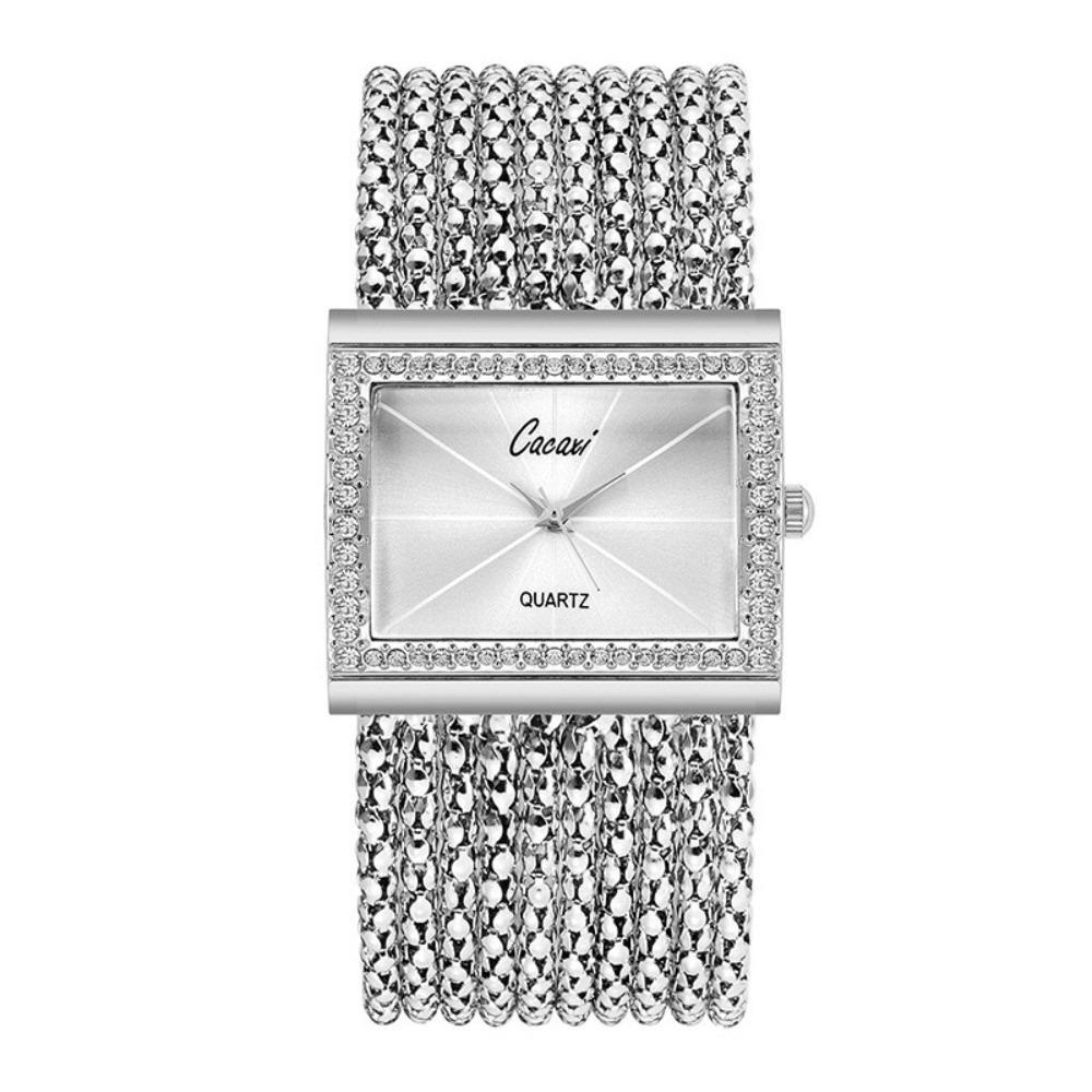 Luxus Quarz Armbanduhr Stahlarmband Quadratisches Zifferblatt Armbanduhr Quarzwerk Strass-Dekor Damen Armbanduhr für Frauen