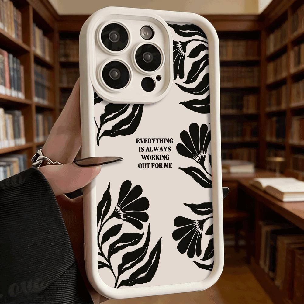 Black Floral Silhouette Soft TPU Shockproof Case For Xiaomi Redmi Note 15 14 13 12 11 Pro Anti-Fall Protective Back Cover