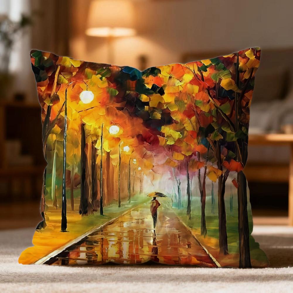 Fashion L-Lleonid afremov oiled Cushion Cover Soft Washable Pillow Case Multi-Scene for Couch Bed Travel Office Use