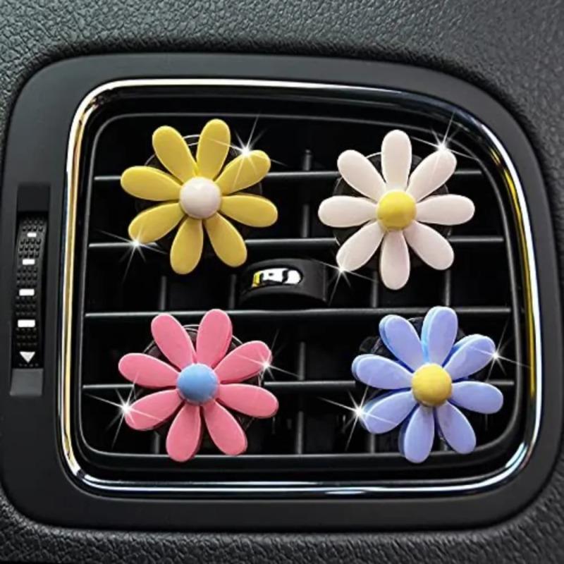Cute Flower Aromatherapy Car Air Outlet Decoration Perfume Clip Air Freshener Colorful Flora Decor Auto Accessories