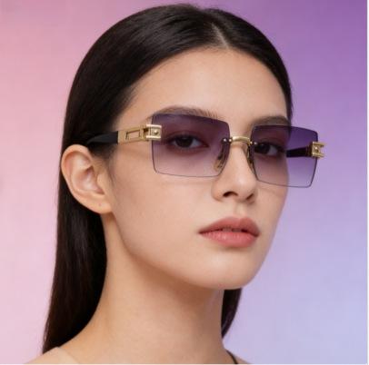 Frameless Trimmed Sunglasses Men'S Uv Protection Trend Imitation Metal Frame Fashion Sunglasses Women