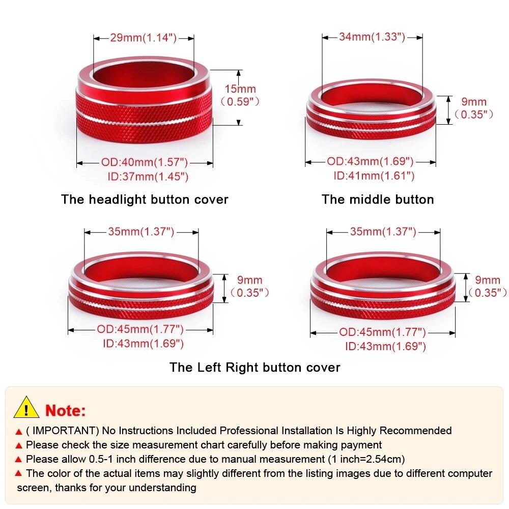 Car Headlight Air Conditioning Switch Knob Decoration Cove Center Console Button Trim For Jeep Wrangler Accessories JL JLU
