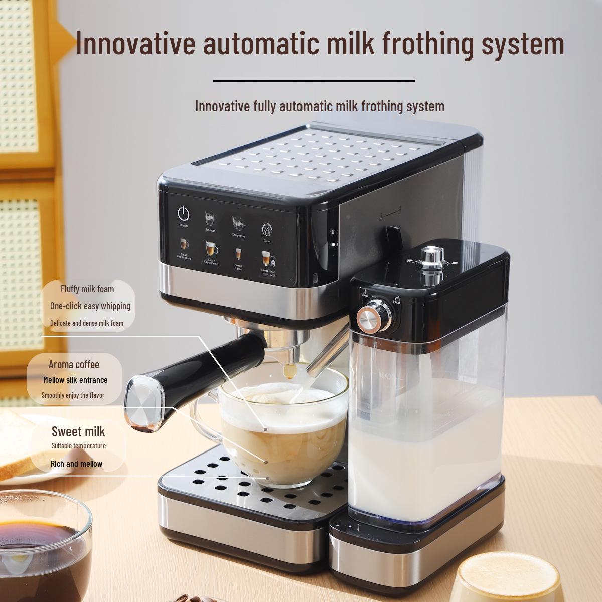 Fancy 20-Bar Coffee Machine with Milk Frother and Milk Box for Household Use