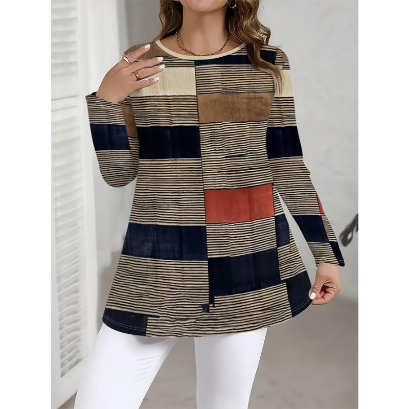 Women s Plus Size Spring/Autumn Clothing, Fashion Pattern All-Over Print S