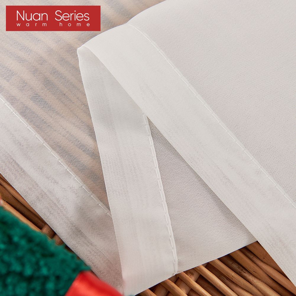 1PC Nuan Series Christmas Style Sheer Curtains Christmas Tree Pattern Printed Tulle for Kitchen Bedroom and Living Room Home Decor