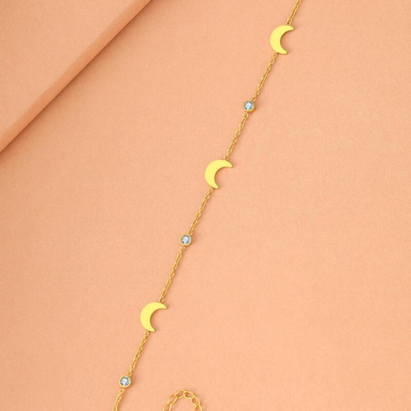 Stainless Steel Moon Beaded Fine Bracelets for Women Ladies Classic Fashion Exquisit Zircon Beaded Bracelets Jewelry Accessories