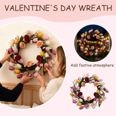 45cm 3D Valentine's Day Wreath Door Hanging Home Decoration, Mall Window Display, Christmas Decoration