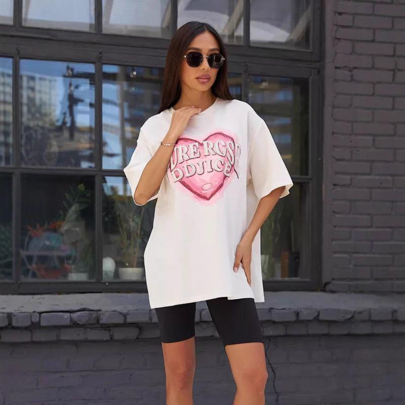 Western Style New round Neck Loose Casual Print Short sleeve Cotton T-shirt Top Loose Printed T-shirt