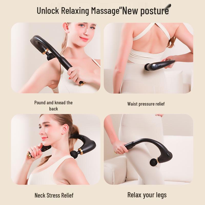 Curved Long-Handle Fascia Gun Massager for Neck, Shoulder, Waist, and Back