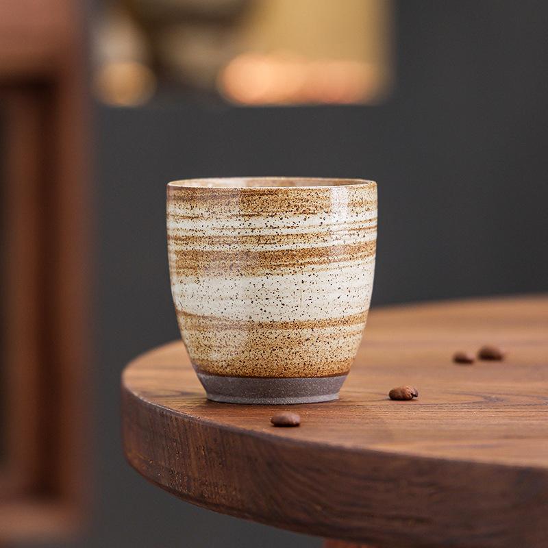 Retro Ceramic Coffee Cup Hand Brewed American Latte Latte Flower Cup Coarse Pottery Water Cup Creative Teacup