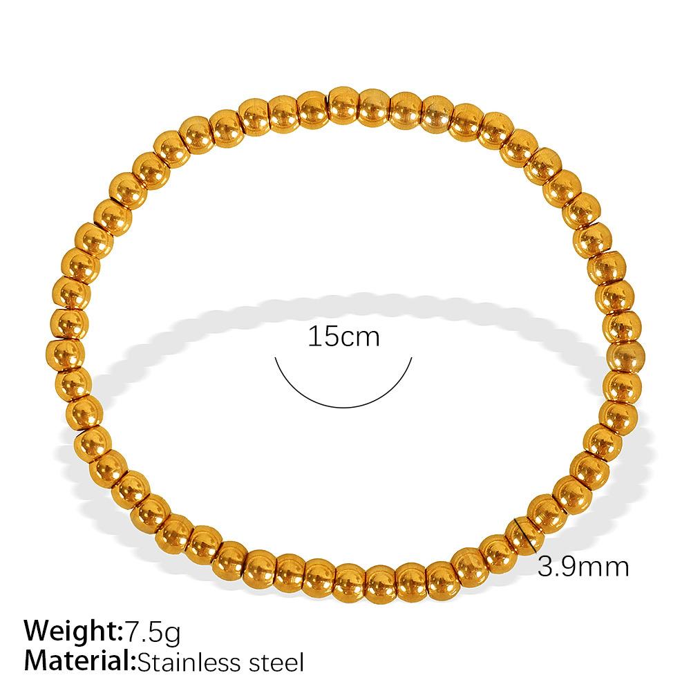 Wind Titanium Steel Ball Bracelet, Golden Women's Minimalist Style Metal Texture Round Ball Jewelry Wholesale