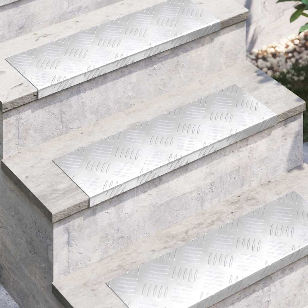 Stair Tread Step 10 Pcs Silver 60 X 18 X 2.5 Cm Aluminum