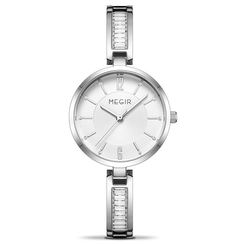 Watch Lady, Stylish And Simple Diamond-Encrusted Waterproof Versatile Steel Belt Copper Quartz Women S Watch 7017