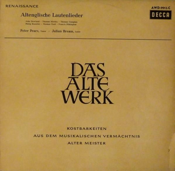 

LP Record PETER PEARS JULIAN BREAM Altenglische Lautenlieder AWD9912 Decca Germany Classical Used