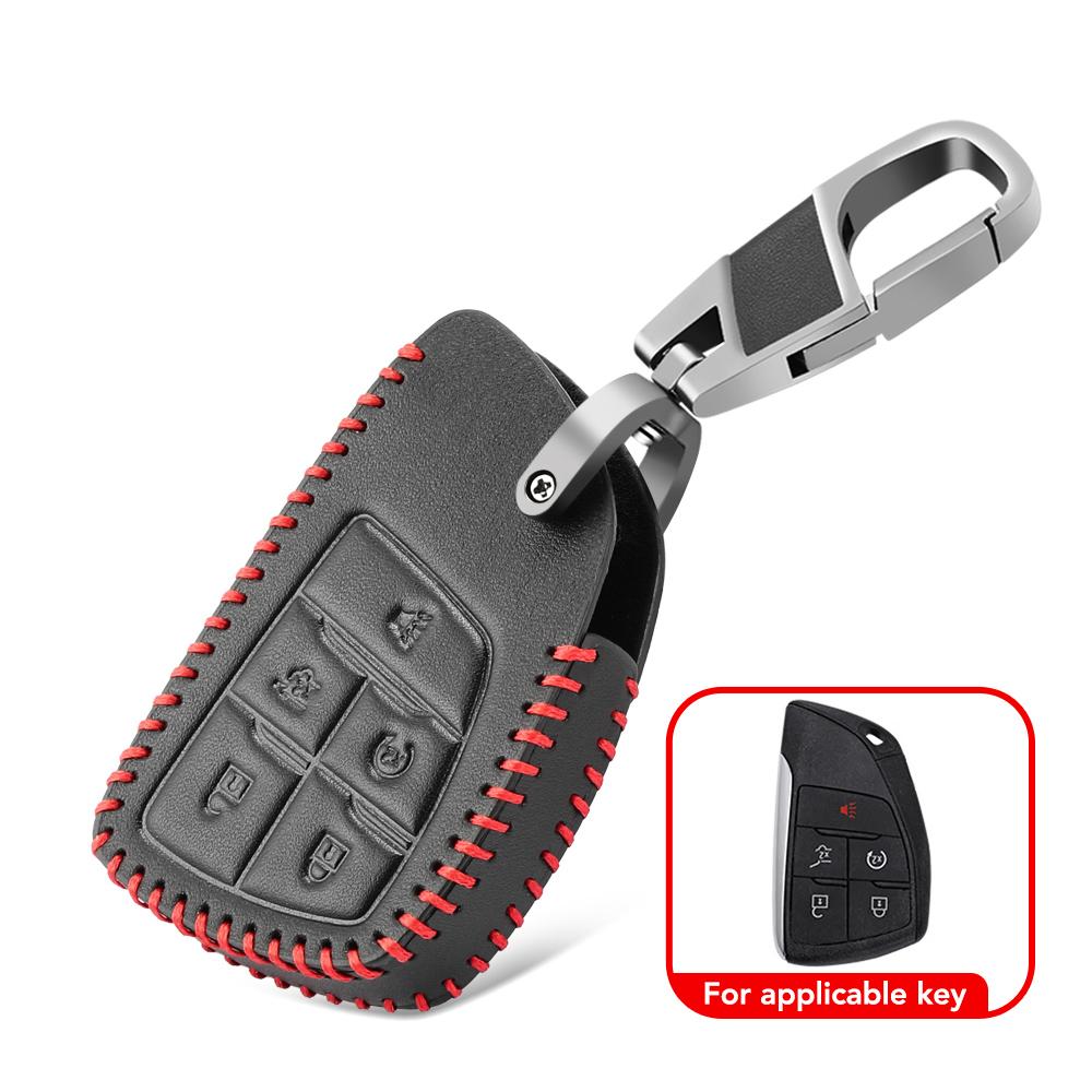 

Кожаный чехол для ключей от машины, брелок для ключей, чехол для смарт-ключа для GMC Yukon, для Chevrolet Suburban Tahoe, для Buick ENVISION S Plus Avenir чёрный
