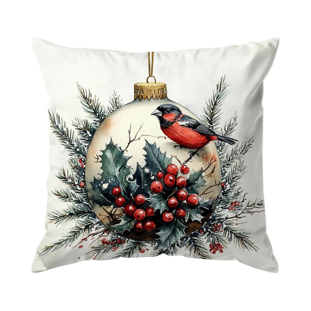 Christmas Birds Cushion Pillowcase Printed Polyester 45X45Cm Throw Pillowcover Decorative Sofa Cushion Pillowslip Home Decor