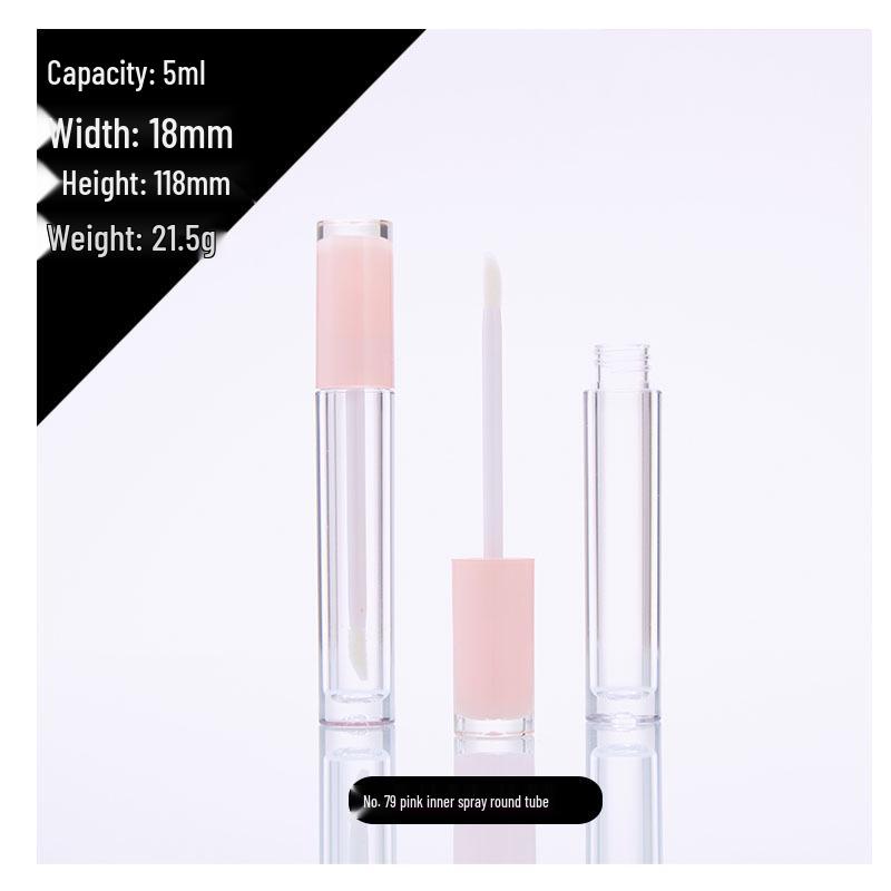 In Stock: 5ml Round Transparent Lip Gloss Tube, Spray Inner, Lip Glaze Empty Bottle, Lipstick Tube