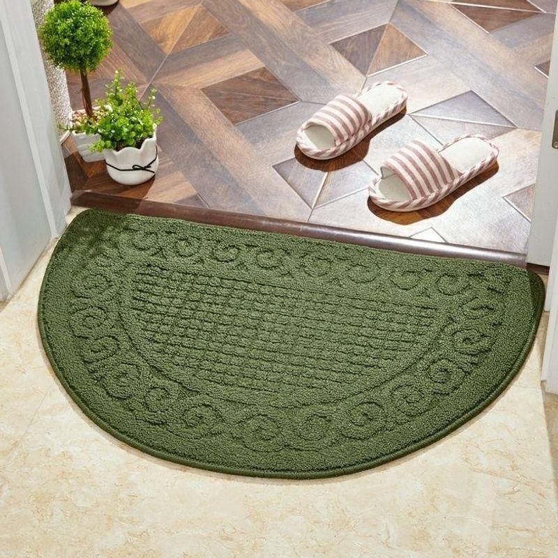 Semi-Circular Non-Slip Water-Absorbing Doormat - Wear-Resistant Floor Mat for Bedroom or Entrance Hall.