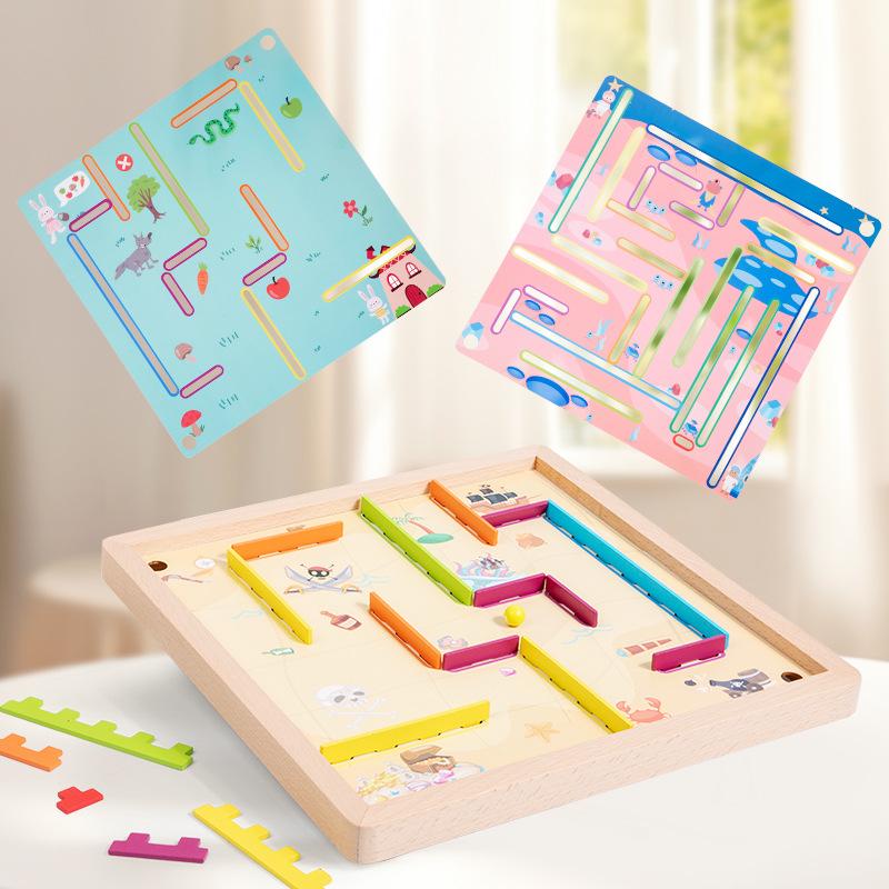 Thinking Maze Whole Brain Toy Children's Wooden Bead Walking Bead Suitable for Three-Year-Old Baby Toys