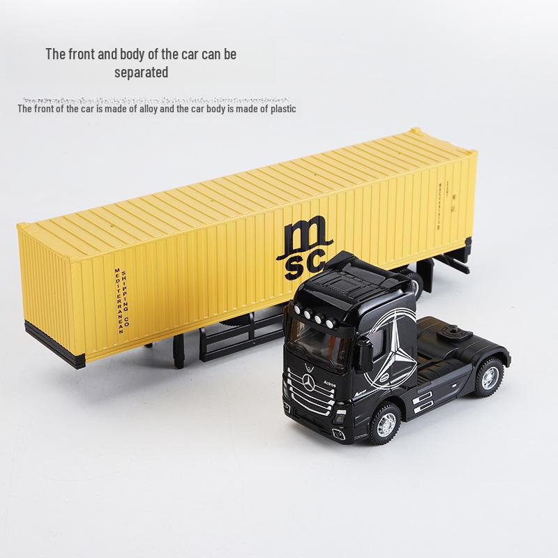 Camion container din aliaj cu lumini și sunet: Jucărie de model de tractor și vehicul de inginerie pentru copii