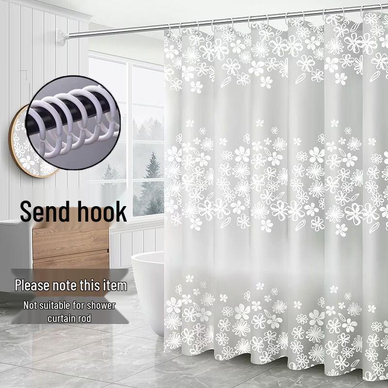 

Waterproof Floral Shower Curtain Set with Rod