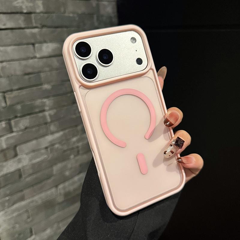 Alloy Lens Frame Matte Case for iPhone 17 16 15 14 13 12 11 Pro Max 17E Air 16E Hybrid Magnetic Charge Shockproof Hard Cover