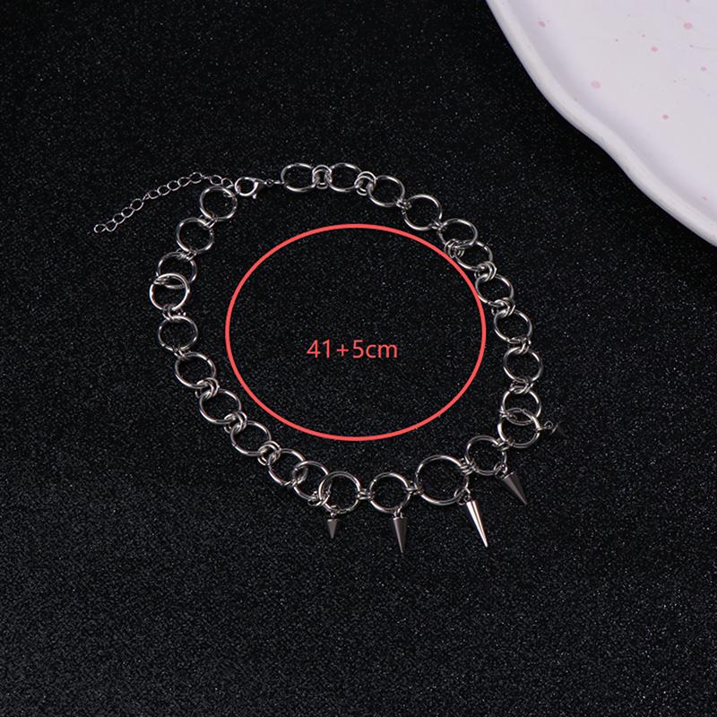 Goth Spiky Round Link Chain Choker For Women Men Punk Y2K Titanium Steel Rivet Cone Necklace Grunge Aesthetic Jewelry Gift
