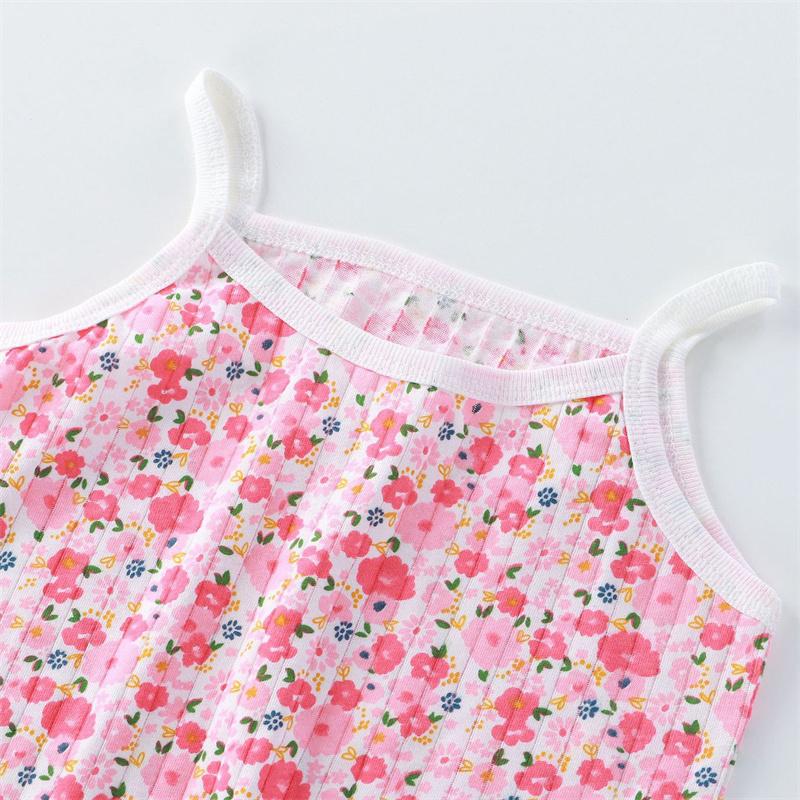 New Kids Tops+shorts Set Summer Thin Baby Cotton Vest Sleeveless Loungewear Set for Girls Suit