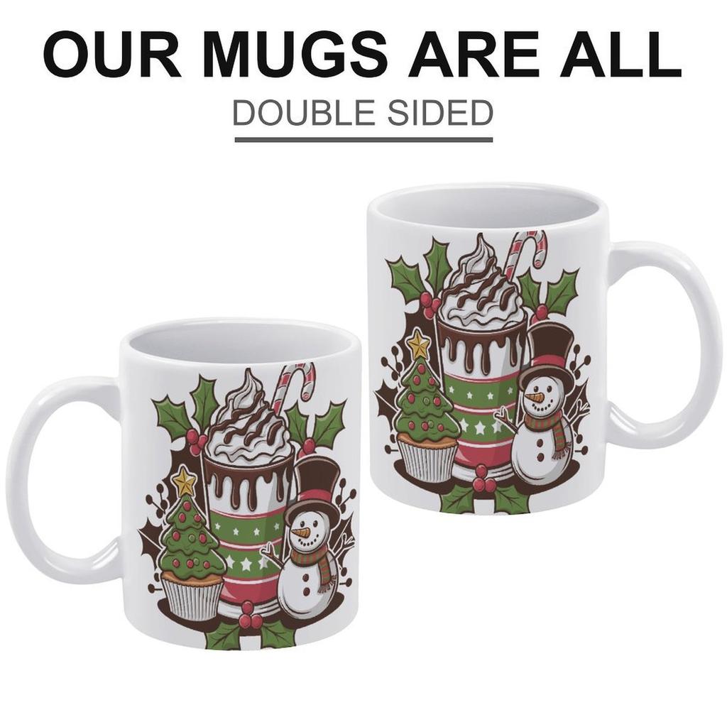 1pc 11oz Blank Ceramic Coffee Mug, Double-sided Printed Drink Cup, Glossy Handle, Strong Ceramic Build, Perfect for Morning Coffee or Tea