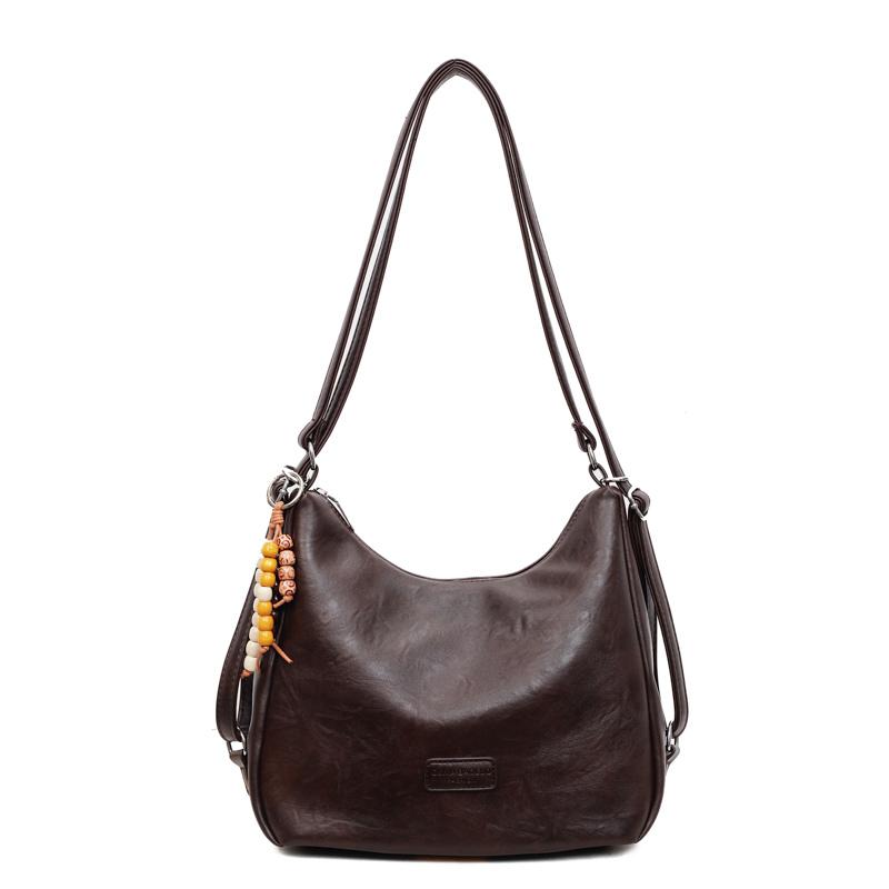 Женская сумка большой вместимости, винтажная сумка через плечо, сумка подмышку кофейный