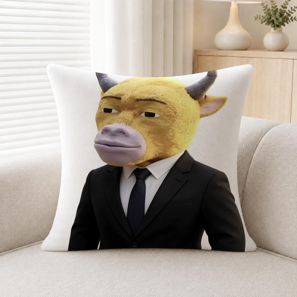 Cute Fictional Character Niulai Soft Plushs Fluffy Throw Pillow Cases For Sofa Bedroom Home Decor