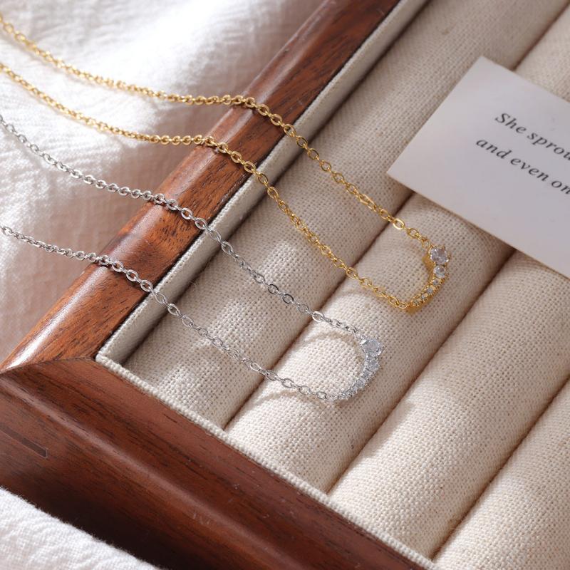 Stainless Steel Pendant Necklace for Women Luxury Light Fashionable Versatile Choker with Silver/Rose Gold/18K Gold Plating