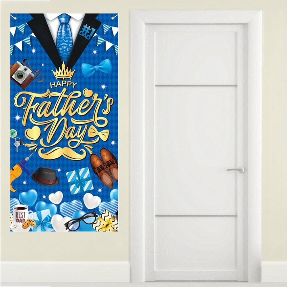 Celebrate Happy Father's Day Background Blue Gold Photo Flag Props Photography Props